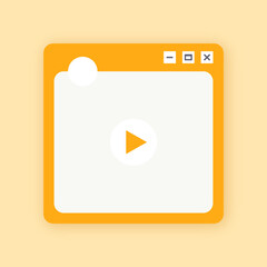 Poster - Square video player for social media application interface. Short video mockup in flat design style.