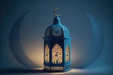 3d modern Islamic holiday banner, suitable for Ramadan, Raya Hari, Eid al Adha and Mawlid. Beautiful muslim invitation with ramadan. Eid mubarak. Religion background. Generative AI