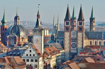 Wall Mural - Würzburg, Türme der historischen Altstadt