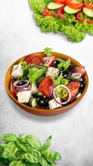 Poster - Tasty fresh fish vegetable salad in plate