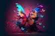 Beautiful unusual butterfly. Abstract landscape with a butterfly. Generative AI