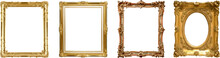 Set Of Gold Picture, Decorative Vintage Frames And Borders Set,Gold Photo Frame Floral For Picture, Vector Design Decoration Pattern Style.