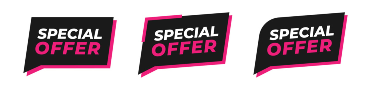 Wall Mural -  - Modern set of special offer banner. Vector illustration with black and pink color.