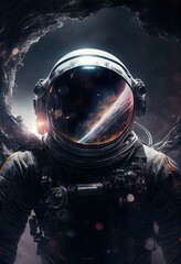 portrait of an fictional astronaut in a spacesuit. high-tech astronaut from the future. the concept 