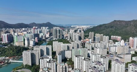 Canvas Print - Top view of Hong Kong city