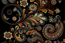 Retro Looking Paisley Floral Pattern Ideal For Backgrounds And Textures