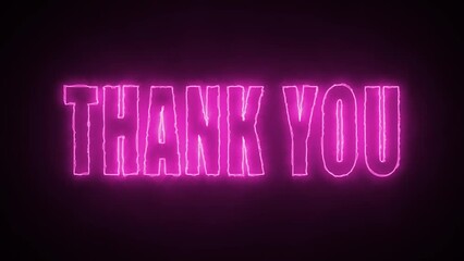 Wall Mural - thank you animation, neon pink glowing ultraviolet text, perfect for celebrations, events, messages, holidays, festivals, greeting cards, etc