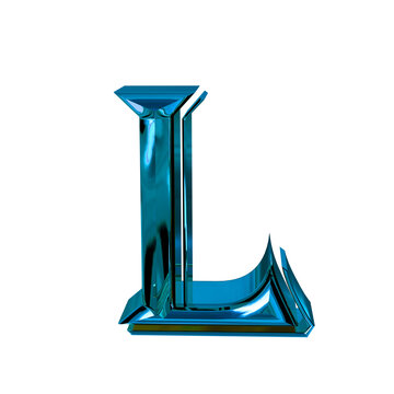 Dimensional symbol in blue color. letter l