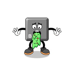 Canvas Print - keyboard B key mascot cartoon vomiting