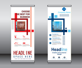 Wall Mural - Roll up banner template design,banner layout, advertisement, pull up, polygon background.