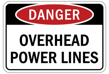 Wall Mural - Overhead power lines sign and labels