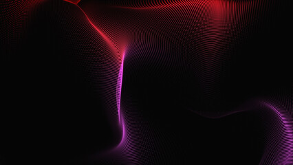 Poster - Red and purple color geometric wave abstract technology and science background.