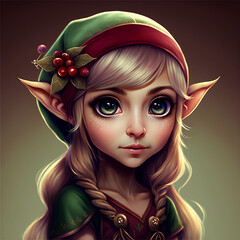 Wall Mural - Ai generated Christmas, holiday, Santa elf. Created using ai generative. 