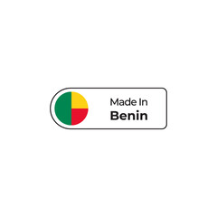 Sticker - Made in Benin label design with flag isolated on transparent background