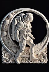 Wall Mural - Logo of a greek sculpture of an astronaut