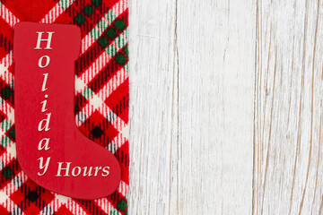 Wall Mural - Holiday Hours message on Christmas stocking with space for your hours