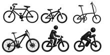 Silhouettes Of Bicycles. Bicycle Realistic 3d Model Vector Illustration, Environmentally Friendly Transport.