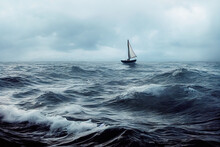 Boat In Stormy Sea