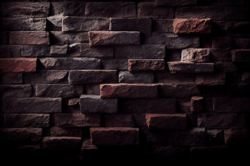 Rough black brick wall texture background. Abstract illustration for background, banner, template