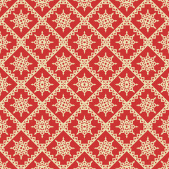 Wall Mural - Red and gold holiday seamless (4 tiles here) background
