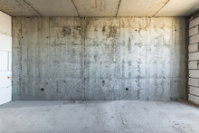 Empty Concrete Commercial Space Without Finishing With Partitions