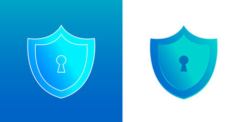 Wall Mural - shield security emblem gradient logo colorful icon vector illustration