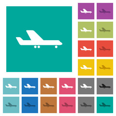 Wall Mural - Airplane side view square flat multi colored icons