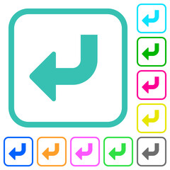 Poster - Bottom left side turn arrow solid vivid colored flat icons