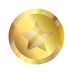Poster - Golden vector coin with a star in the middle. Star stamp on the coin. Gold coin vector. Royal coin.