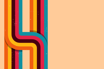 Poster - Retro abstract background vector, vintage geometric stripes design, simple colorful lines classic grunge wallpaper