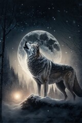 3d beautiful grey wolf portrait. Generatice AI, Generative, AI,