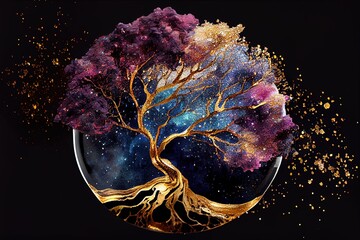 Wall Mural - marble abstract liquid stone big tree