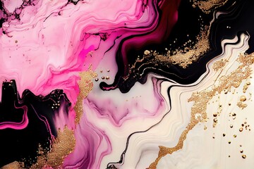 Wall Mural - marble pink and gold liquid background, wallpaper, abstract