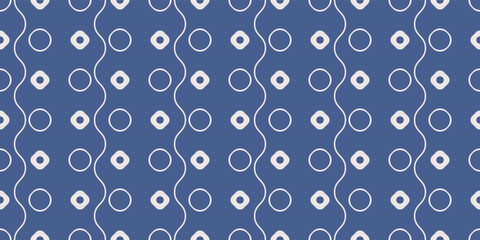 Poster - Rings, rhombuses and wavy lines. Blue background and abstract wallpaper. Vector for print seamless, pattern for stylish design of surfaces.