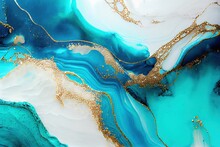 Marble Aqua Blue Gold Texture, Liquid, Wallpaper, Background