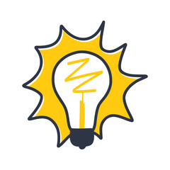 Wall Mural - hand drawn stylish light bulb in flash moment, idea concept.