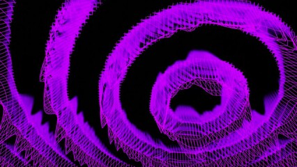 Poster - Abstract concentric fluctuating ring silhouettes on a black background. Design. Bright round shapes moving underwater.