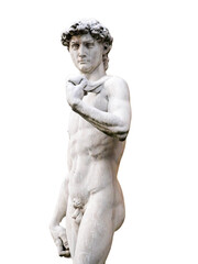 Wall Mural - Michelangelo's David PNG file isolated on white background, Piazza della Signoria, Firenze, Italy.