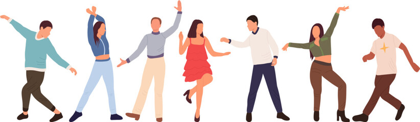 Wall Mural - people dancing in flat style, isolated vector