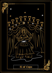 Wall Mural - the illustration - card for tarot - IX of Cups.