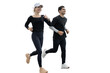 © muse studio - Woman and man fitness running in sports clothes, transparent background.