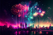 Fireworks of City Skyline New Year - AI Art