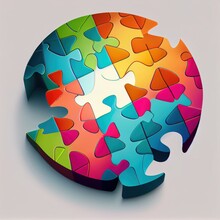  A Colorful Puzzle Piece With A Missing Piece In The Middle Of It's Center. Generative AI