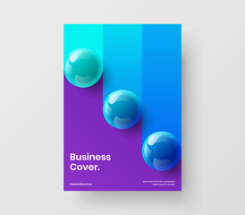 Canvas Print - Clean catalog cover design vector layout. Colorful 3D spheres placard concept.