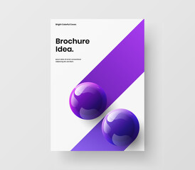 Fresh magazine cover vector design illustration. Creative realistic balls corporate brochure template.