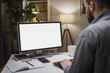 © MYDAYcontent - Backview of male freelance software developer working on laptop from home, developing project.