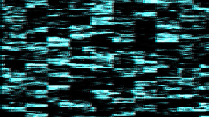 Fototapete - Glitch distorted style background. Digital modern effect of damaged screen, virus or bug made of blocks. 3d rendering.
