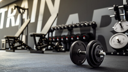 3d illustration of free weights or dumbells and fitness equipment for training exercise and healthy 