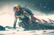 © QuietWord - illustration of futuristic of skiing cyborg