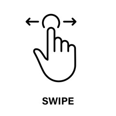 Poster - Swipe Gesture of Computer Mouse. Pointer Finger Black Line Icon. Cursor Hand Linear Pictogram. Click Press Double Tap Touch Point Outline Symbol. Editable Stroke. Isolated Vector Illustration